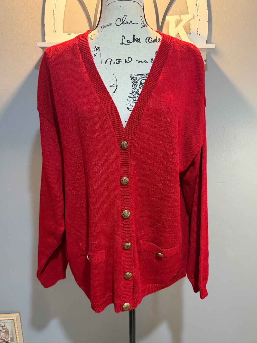 COMPANY COLLECTION RED BUTTON FRONT CARDIGAN SZ XL